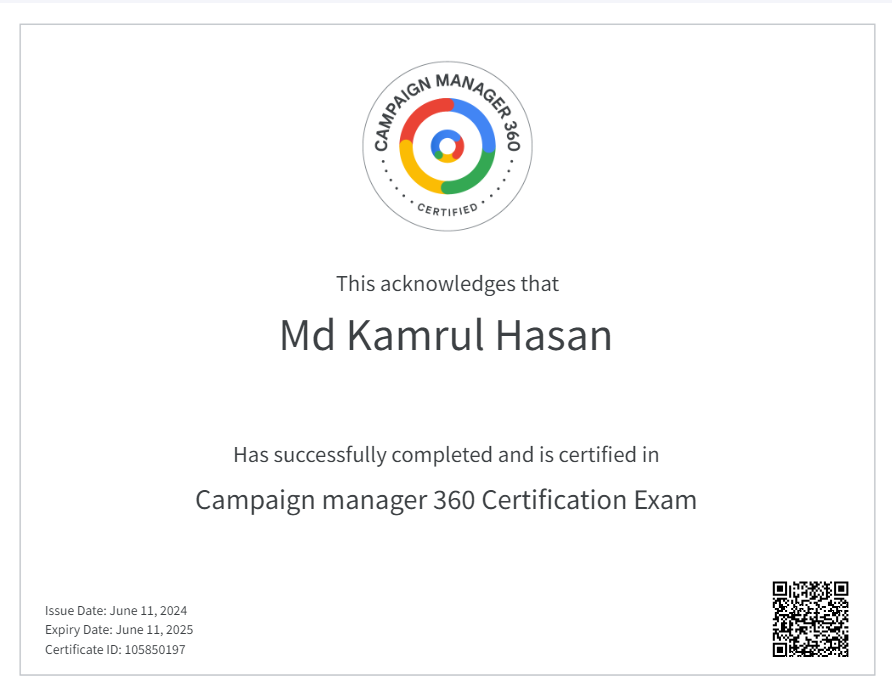 Google campagin manager 360 certification